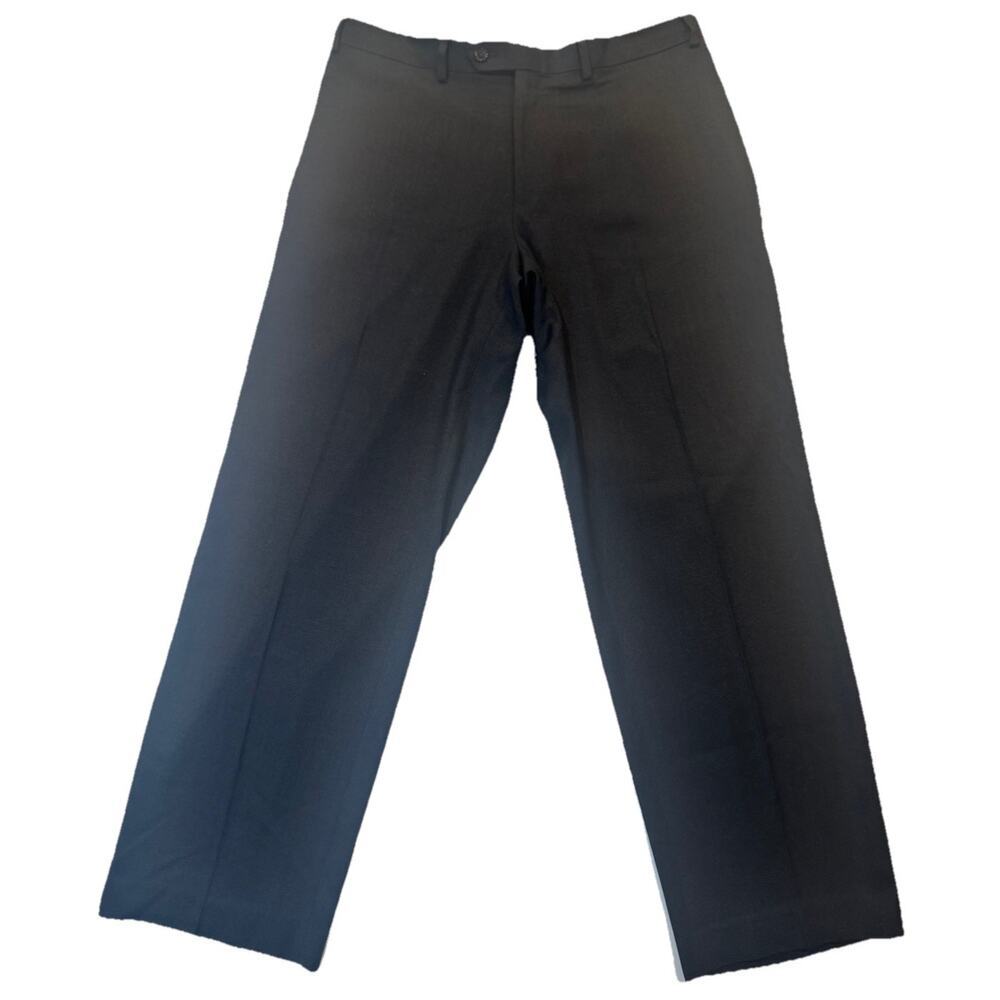 Ralph Lauren Dress Pants 40x30 Black With Gray Pleated Front Stretch Mens Career